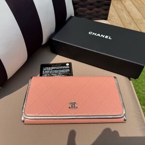 CHANEL Blush Pink Wallet with silver Detail